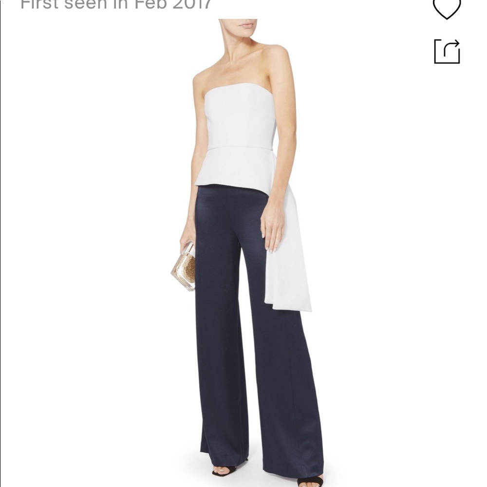 cushine et ochs AMINA STRAPLESS BUSTIER PEPLUM TOP WITH DRAPED HEM, WHITE